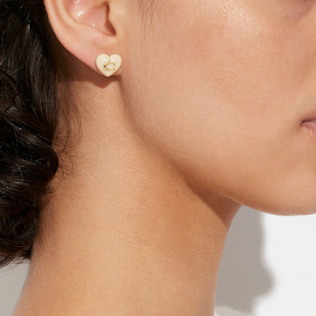 COACH Signature Heart Stud Earrings