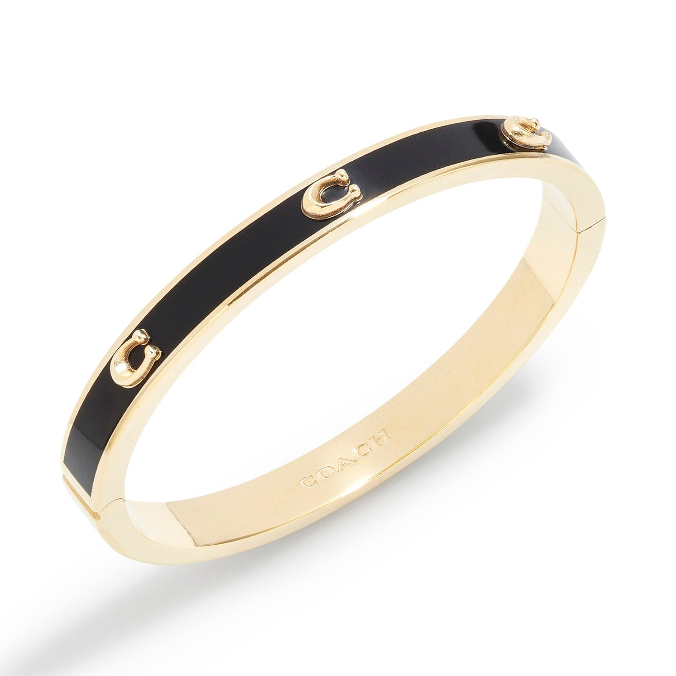 COACH Signature Enamel Bangle Bracelet Black
