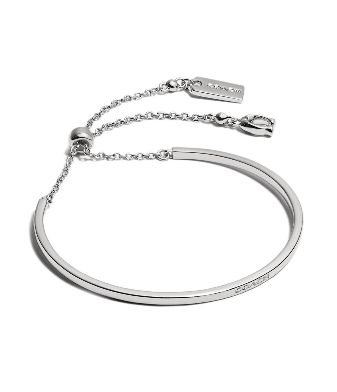 COACH Signature Silver Tone Slider Bangle