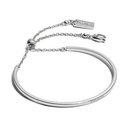 COACH Signature Silver Tone Slider Bangle