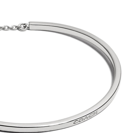 COACH Signature Silver Tone Slider Bangle