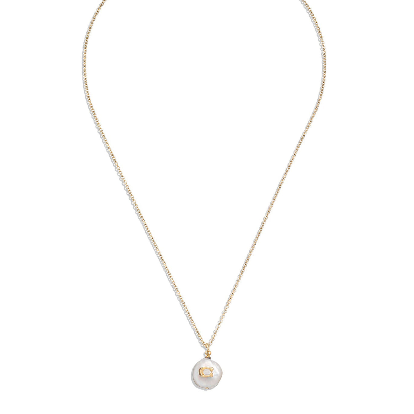COACH Signature Coin Pearl Pendant Necklace