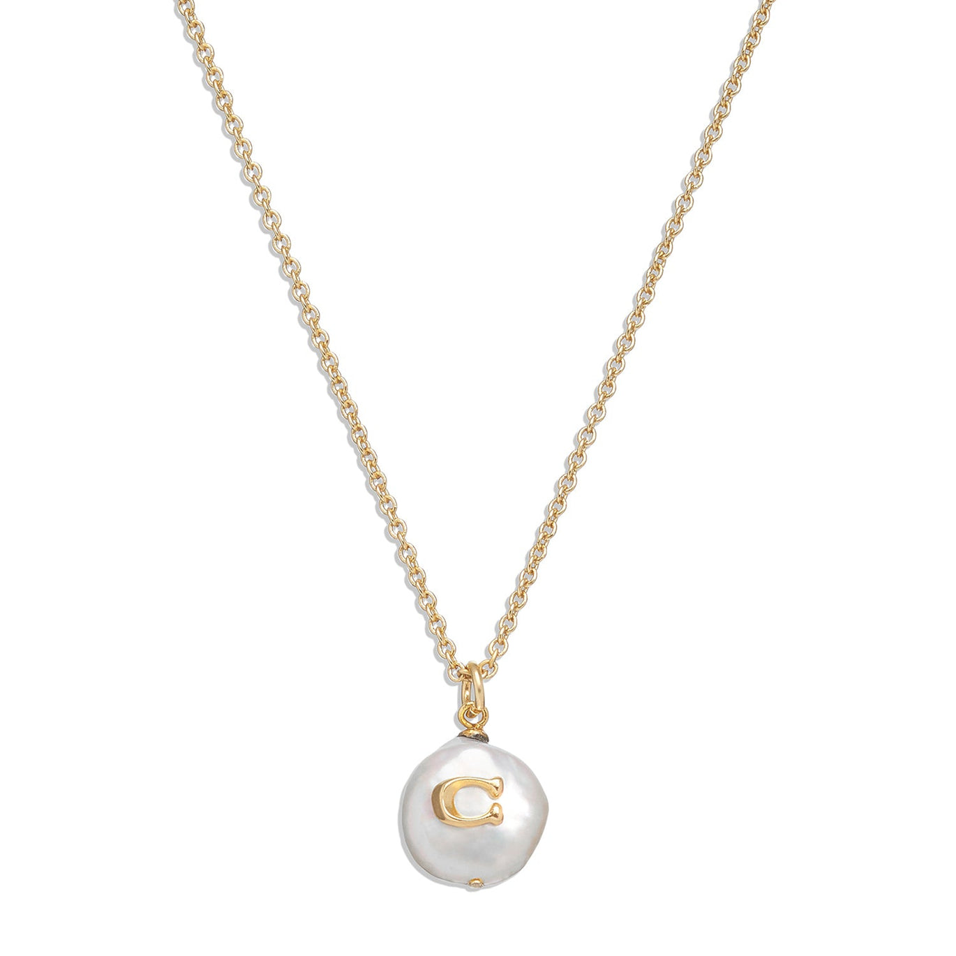 COACH Signature Coin Pearl Pendant Necklace