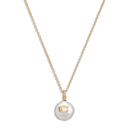 COACH Signature Coin Pearl Pendant Necklace