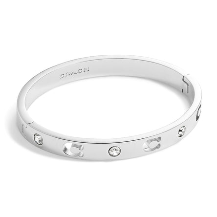 COACH Signature Stone Bangle Bracelet Silver