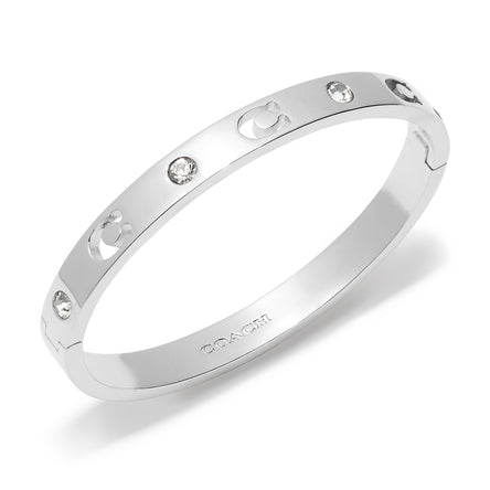 COACH Signature Stone Bangle Bracelet Silver