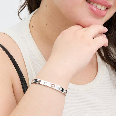 COACH Signature Stone Bangle Bracelet Silver