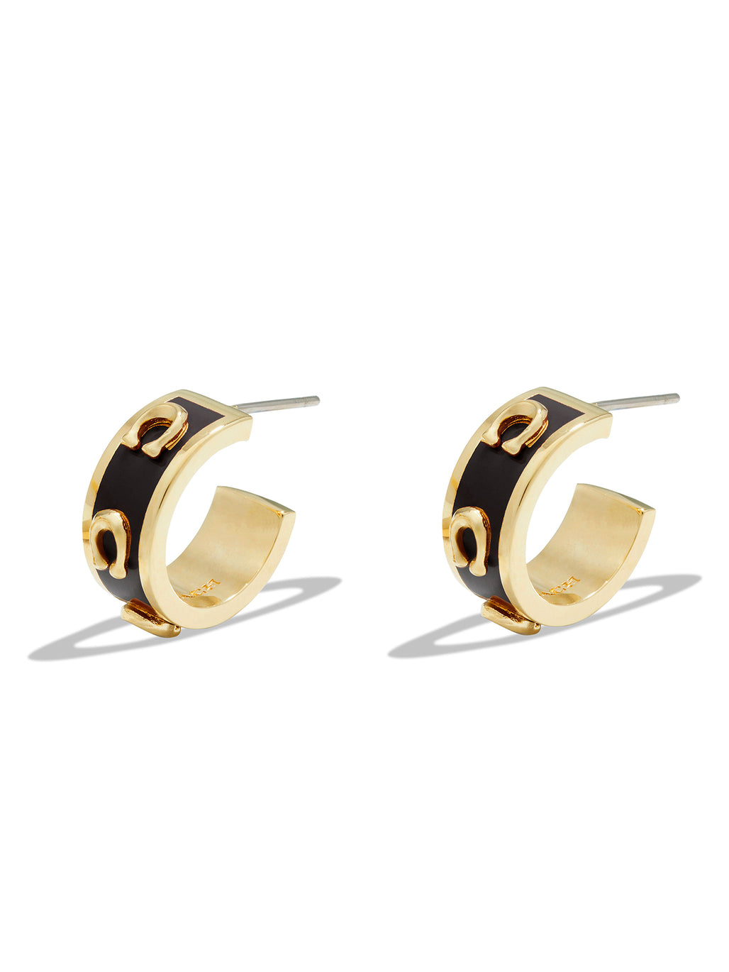COACH Signature Enamel Hoop Earrings Black