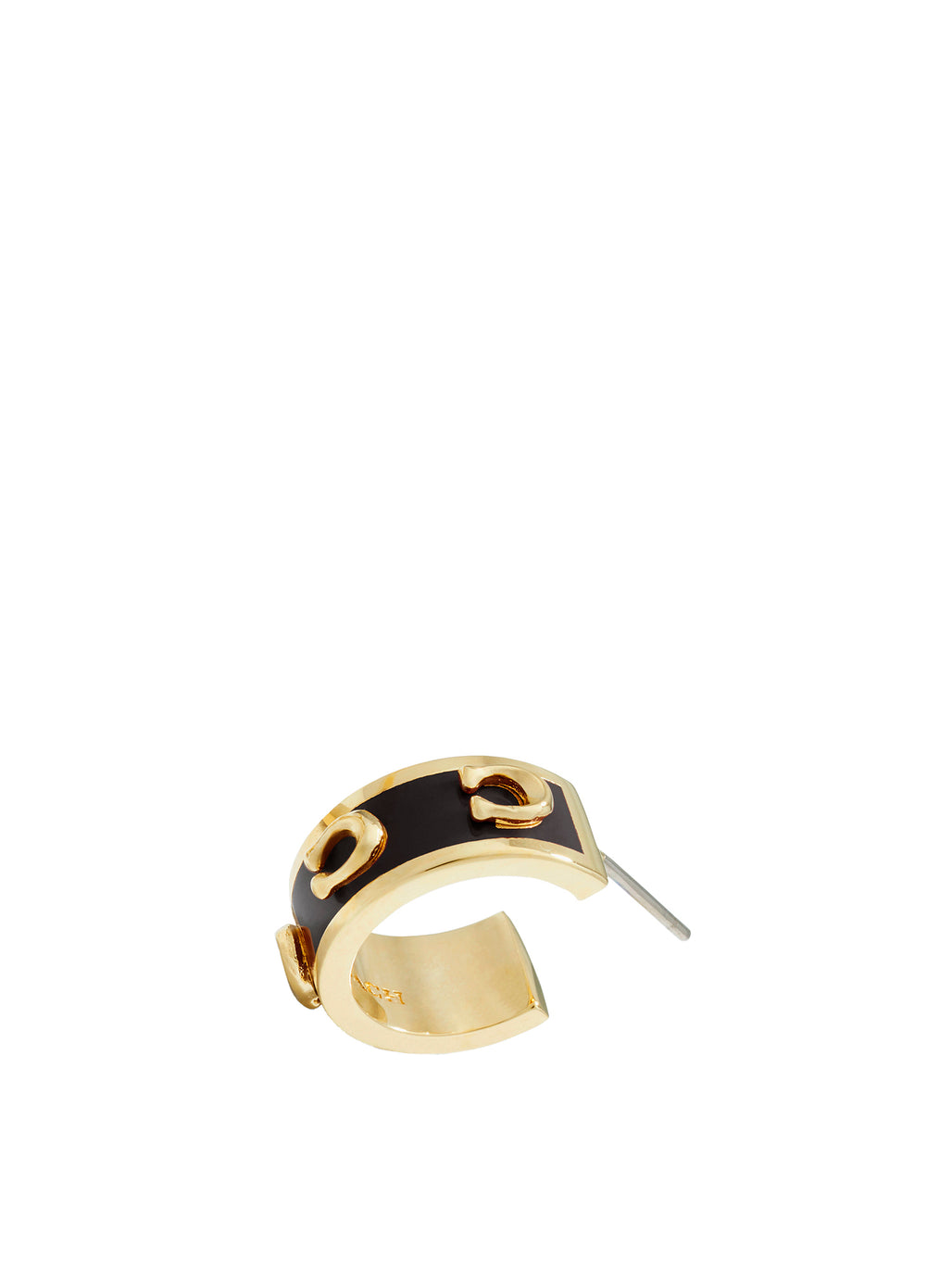 COACH Signature Enamel Hoop Earrings Black