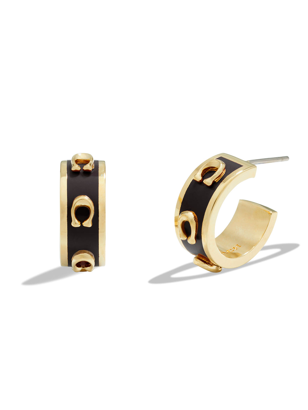 COACH Signature Enamel Hoop Earrings Black