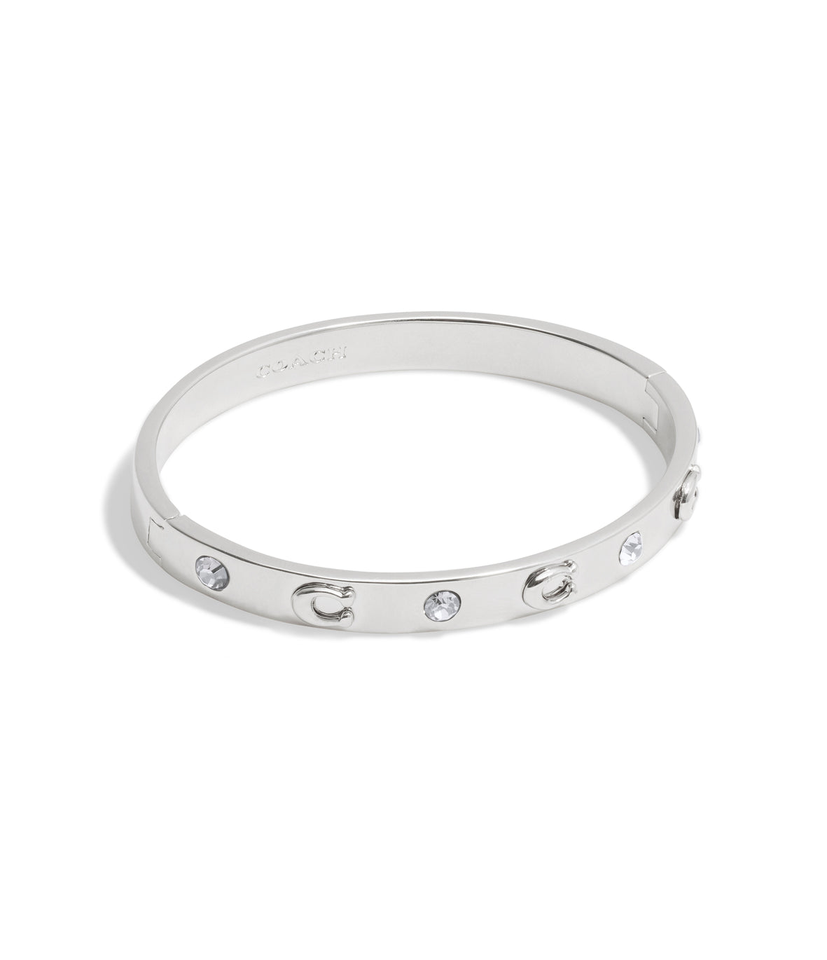COACH Signature C Silver Hinged Bangle