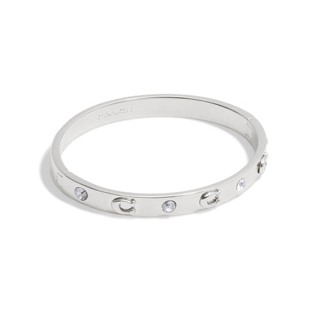 COACH Signature C Silver Hinged Bangle