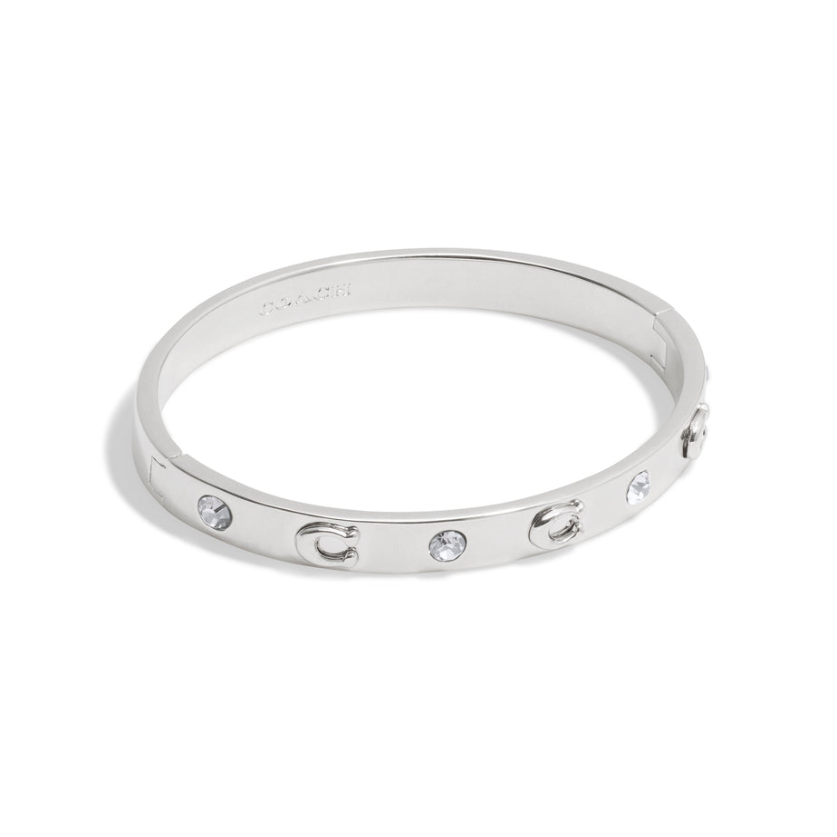 COACH Signature C Silver Hinged Bangle