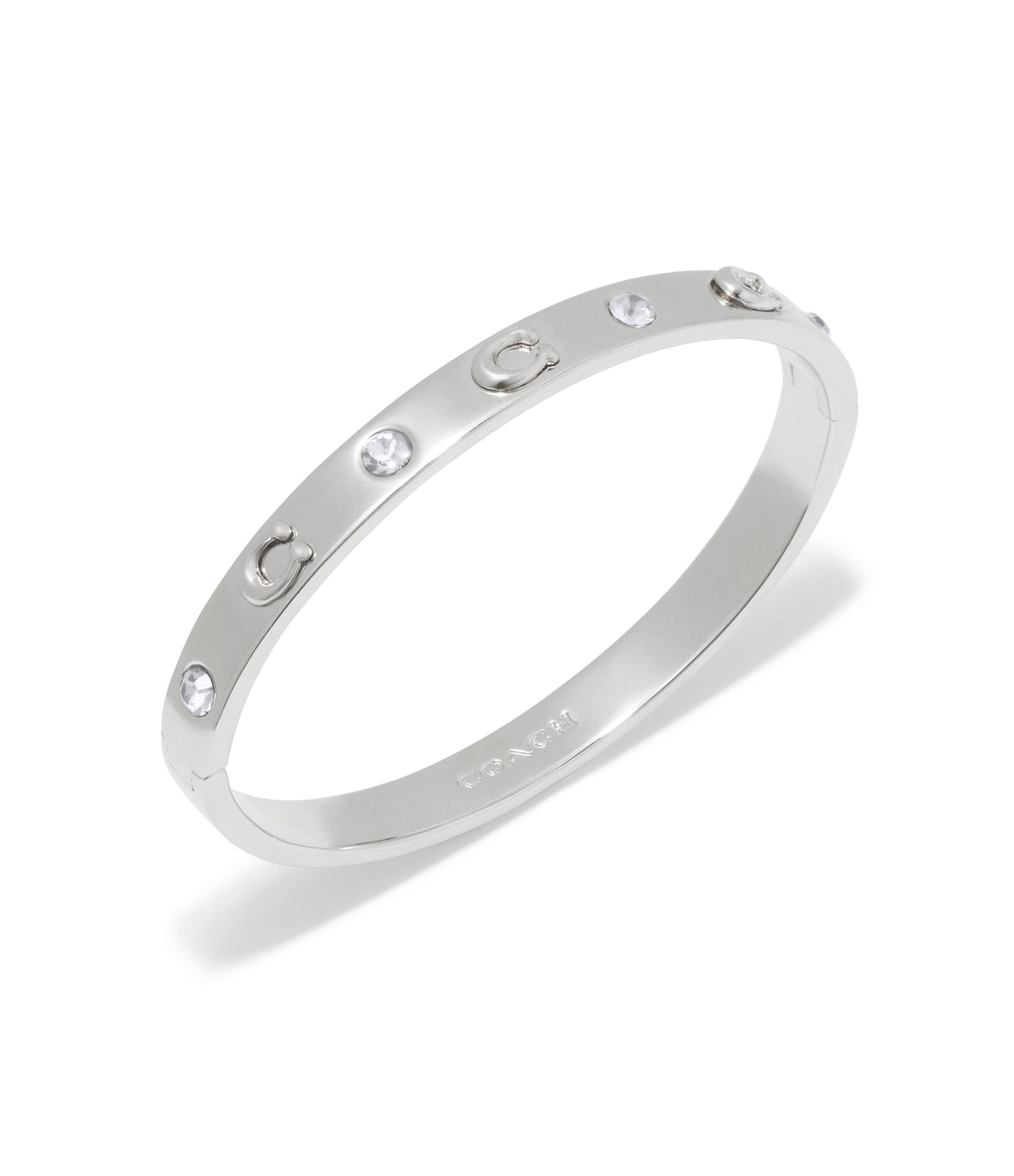 COACH Signature C Silver Hinged Bangle