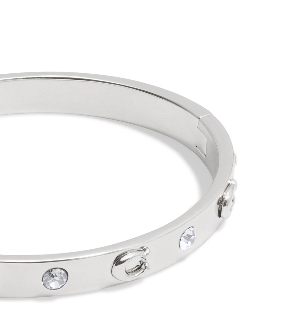 COACH Signature C Silver Hinged Bangle