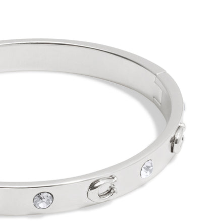 COACH Signature C Silver Hinged Bangle