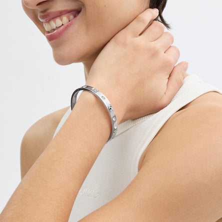 COACH Signature C Silver Hinged Bangle