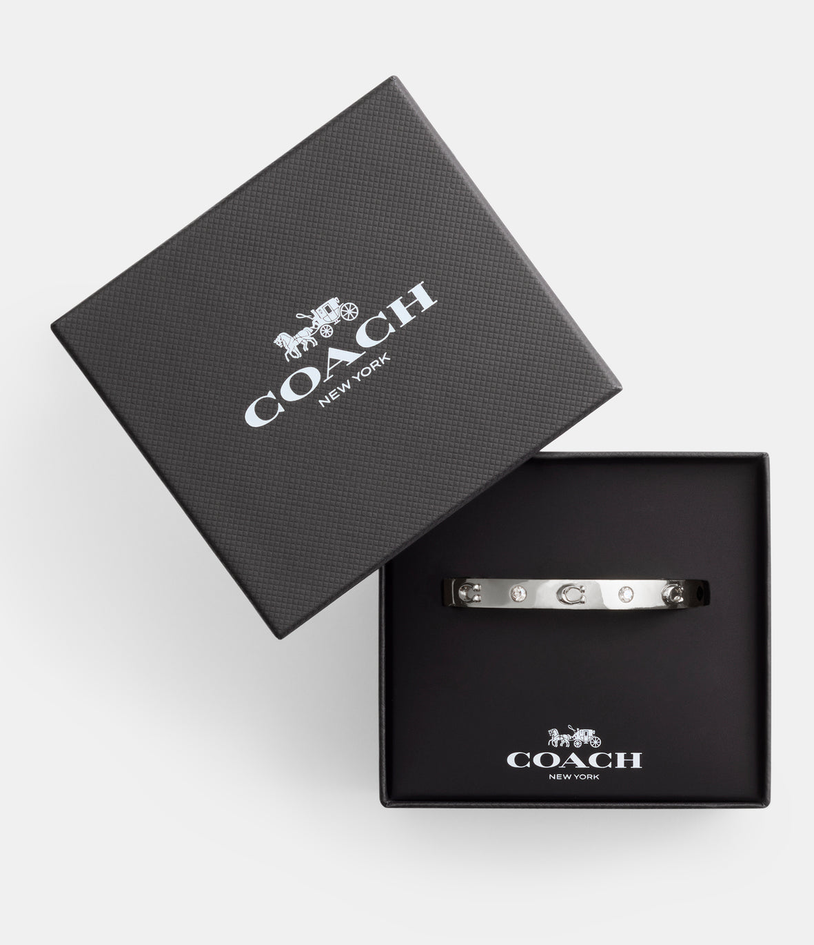 COACH Signature C Silver Hinged Bangle