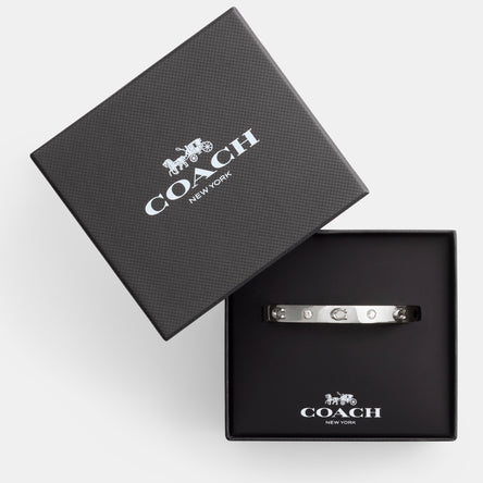 COACH Signature C Silver Hinged Bangle