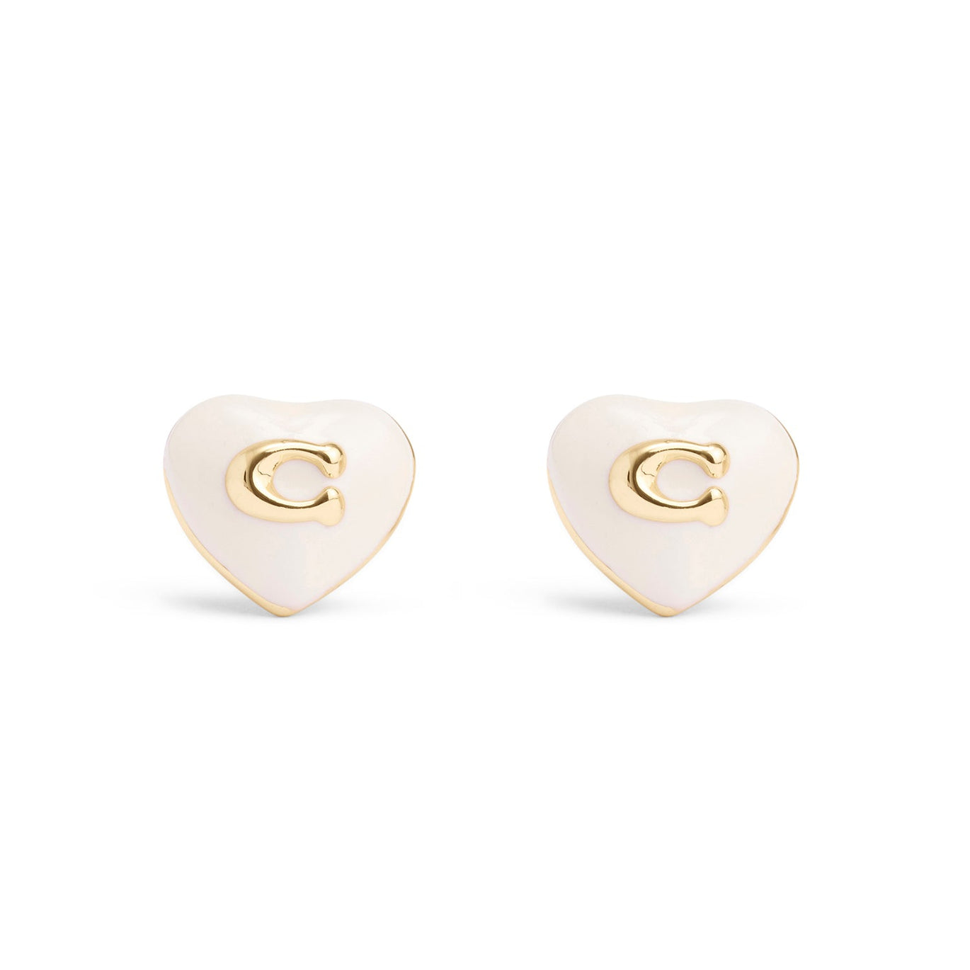 COACH Signature Enamel Heart Stud Earrings