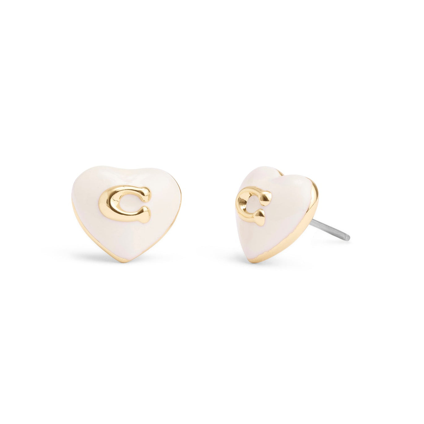 COACH Signature Enamel Heart Stud Earrings