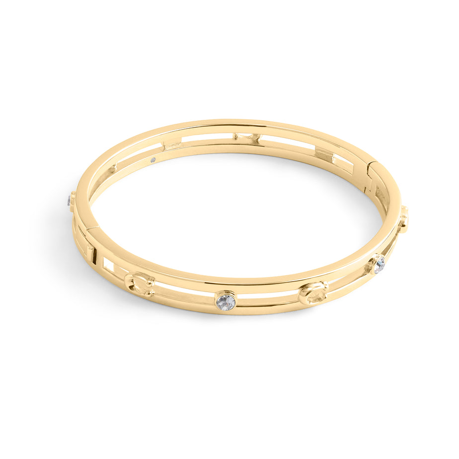 COACH Open C Hinged Bangle Bracelet Gold