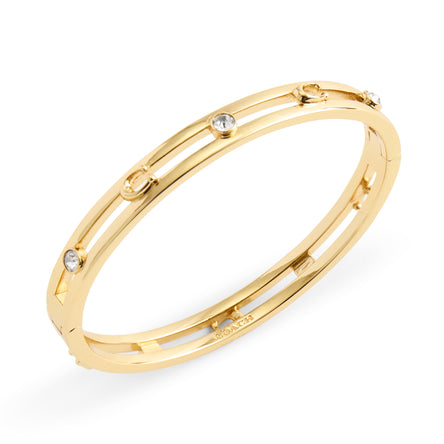 COACH Open C Hinged Bangle Bracelet Gold