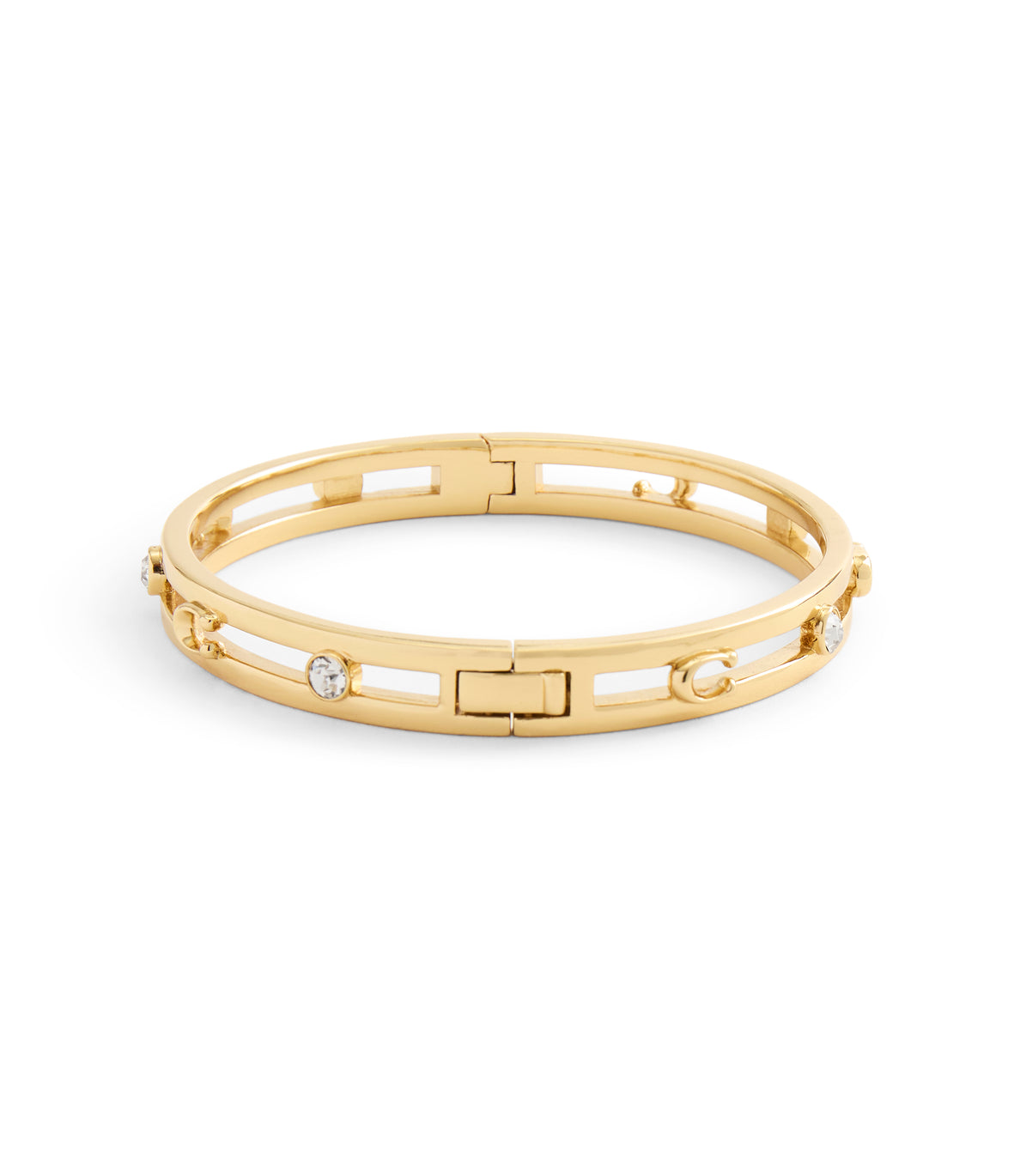 COACH Open C Hinged Bangle Bracelet Gold