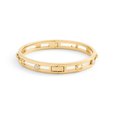 COACH Open C Hinged Bangle Bracelet Gold
