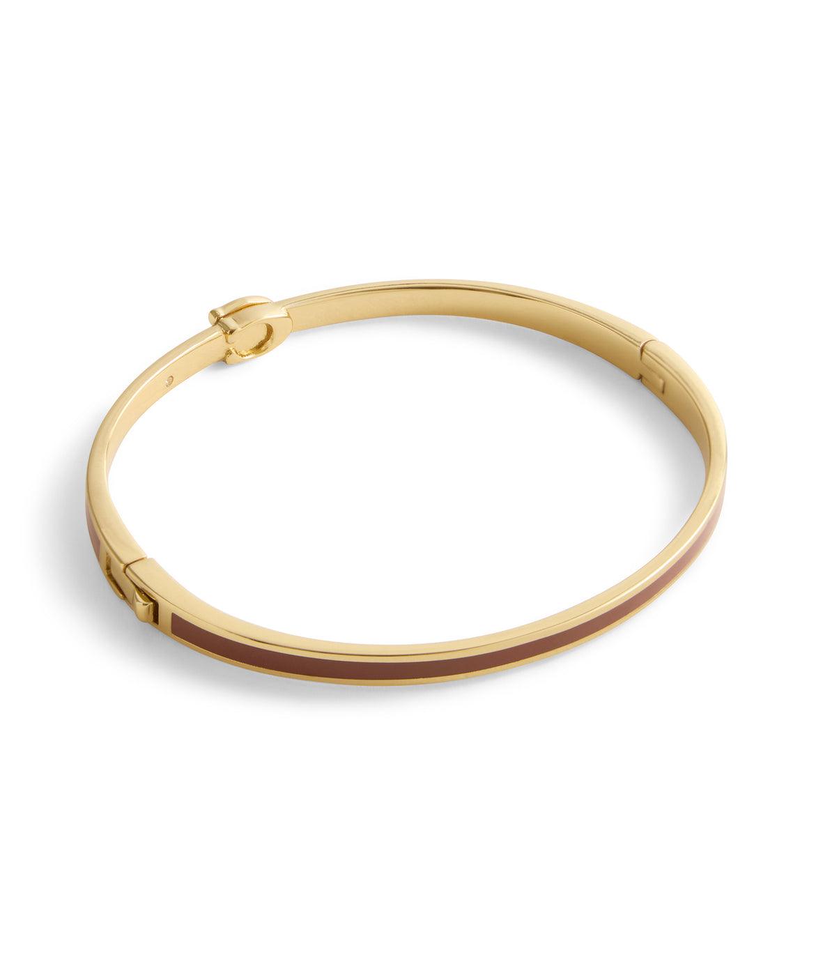 COACH Gold Plated Brown Enamel Hinged Bangle