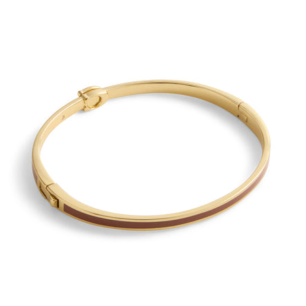 COACH Gold Plated Brown Enamel Hinged Bangle