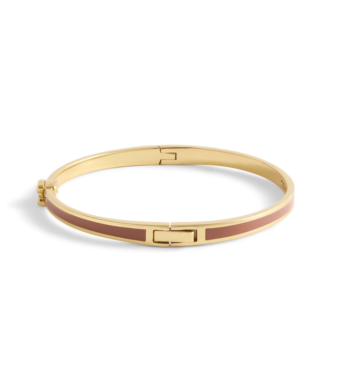 COACH Gold Plated Brown Enamel Hinged Bangle