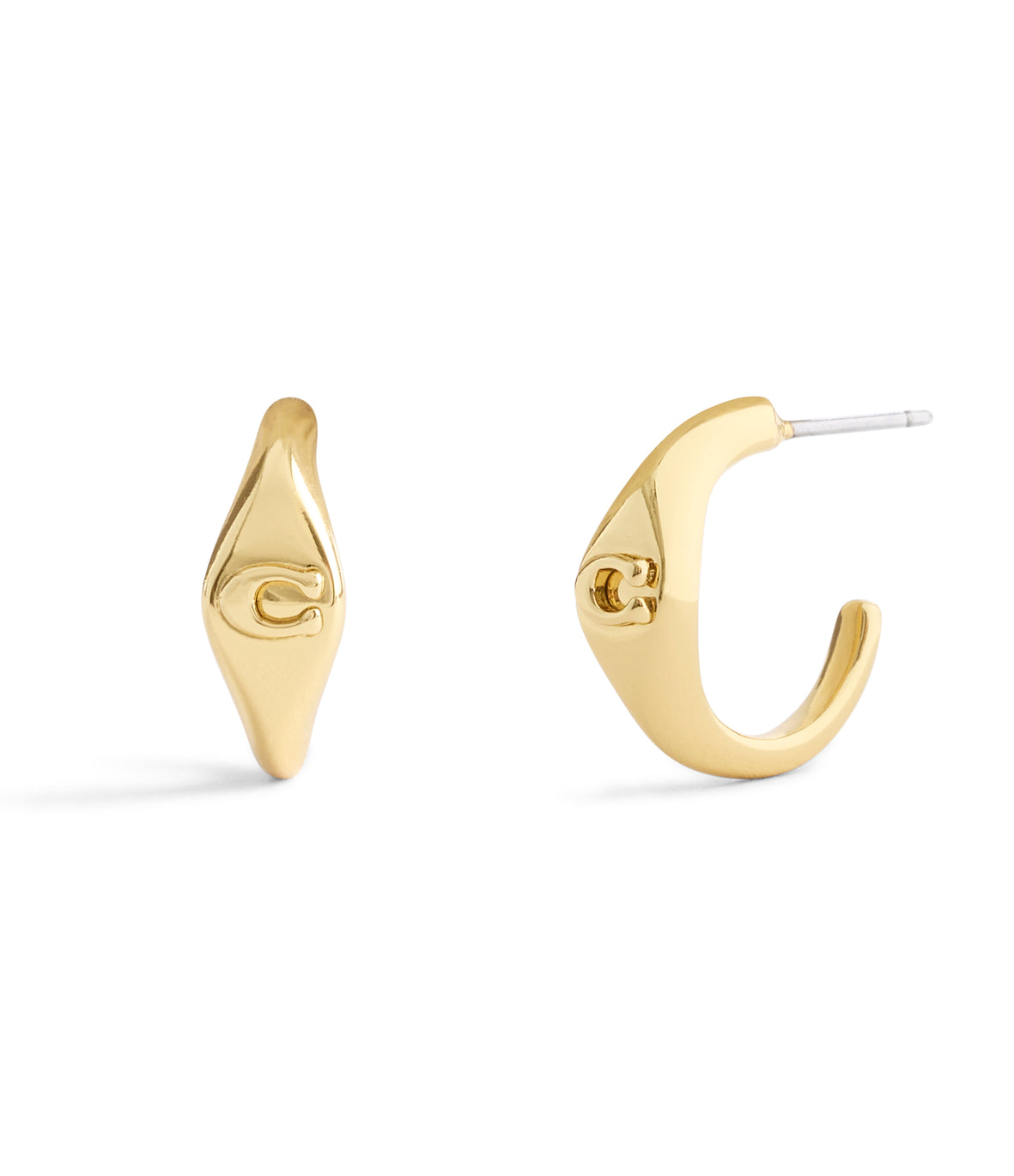 COACH Signet Signature Huggie Earrings