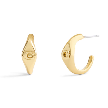 COACH Signet Signature Huggie Earrings