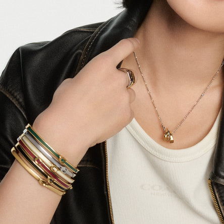 COACH Gold Plated Enamel Hinged Bangle