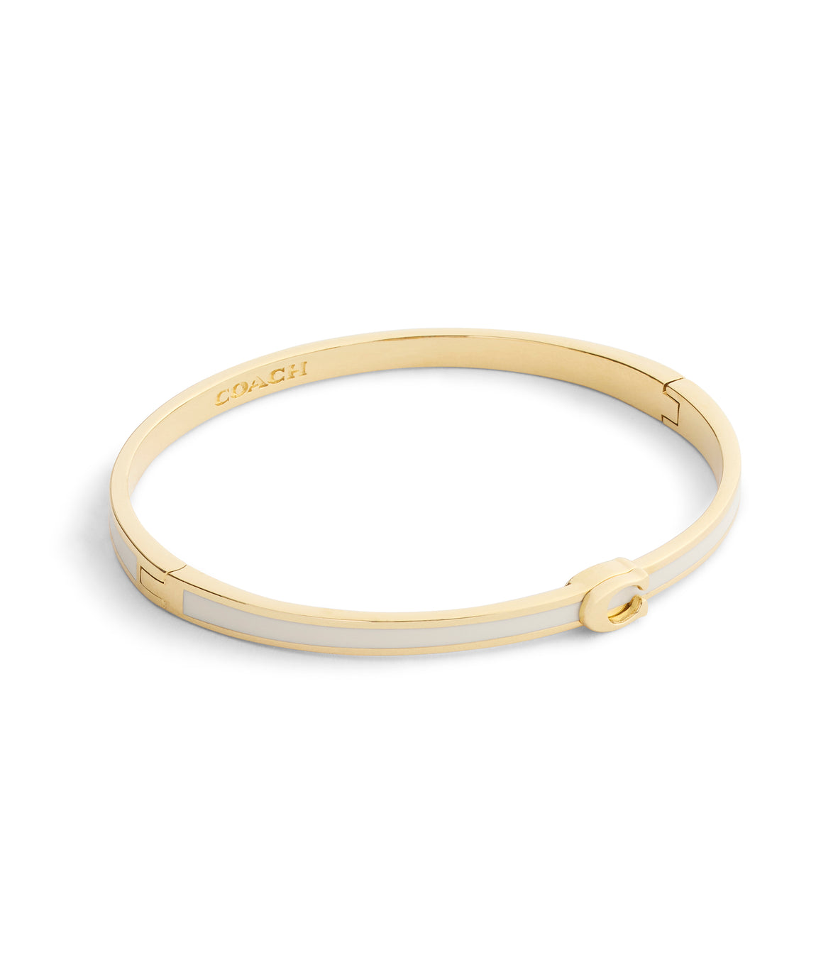 COACH Gold Plated Cream Enamel Hinged Bangle