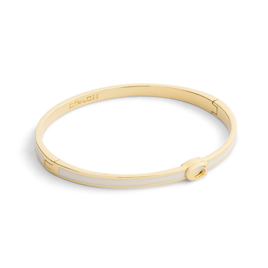 COACH Gold Plated Cream Enamel Hinged Bangle