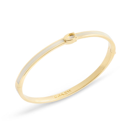 COACH Gold Plated Cream Enamel Hinged Bangle