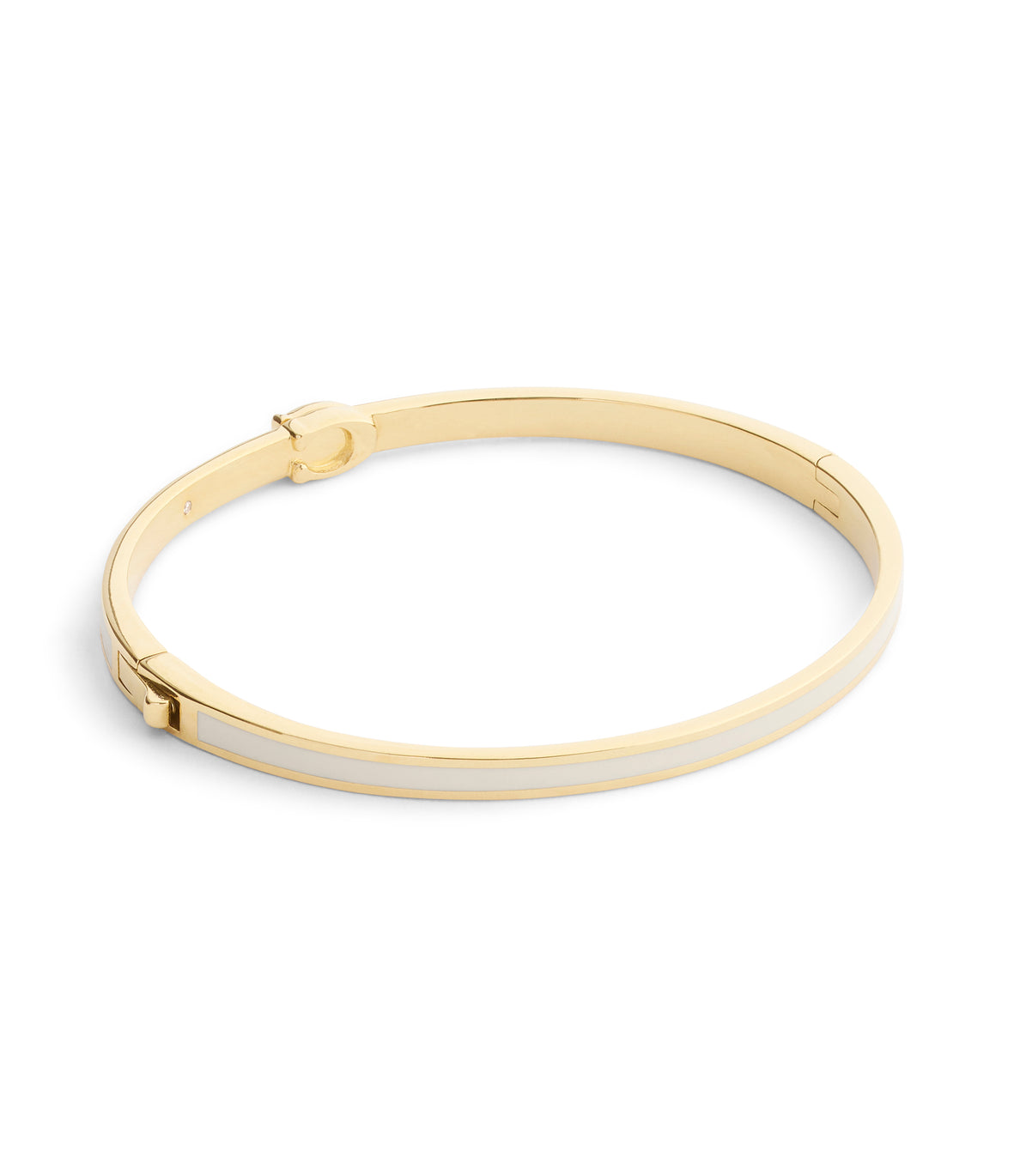 COACH Gold Plated Cream Enamel Hinged Bangle