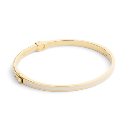 COACH Gold Plated Cream Enamel Hinged Bangle