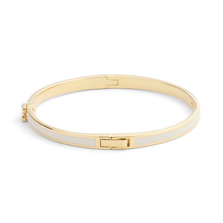 COACH Gold Plated Cream Enamel Hinged Bangle