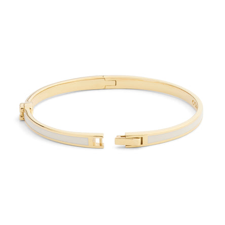 COACH Gold Plated Cream Enamel Hinged Bangle
