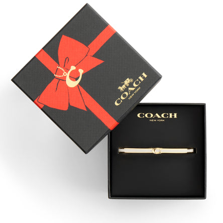 COACH Gold Plated Cream Enamel Hinged Bangle