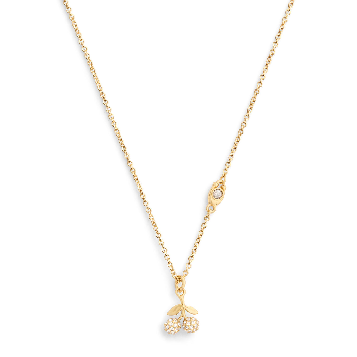 COACH Signature Mini Pave Cherry Novelty Short Pendant Necklace