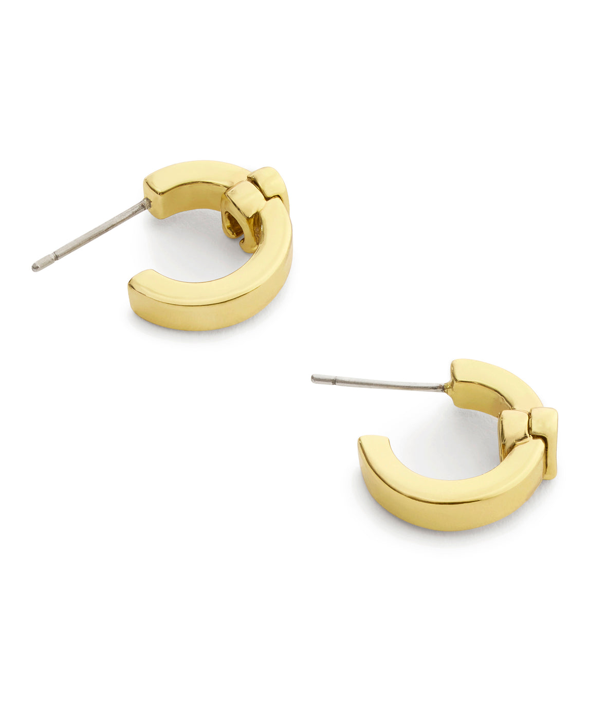 COACH Signature C Huggie Gold Tone Hoop Earrings