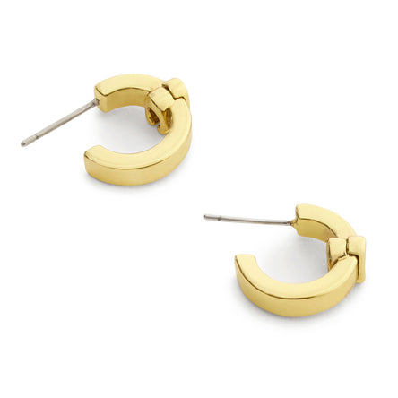 COACH Signature C Huggie Gold Tone Hoop Earrings