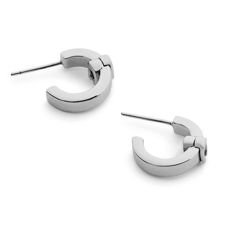 COACH Signature C Huggie Rhodium Hoop Earrings
