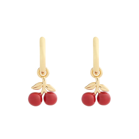 COACH Red Enamel Cherry Huggies