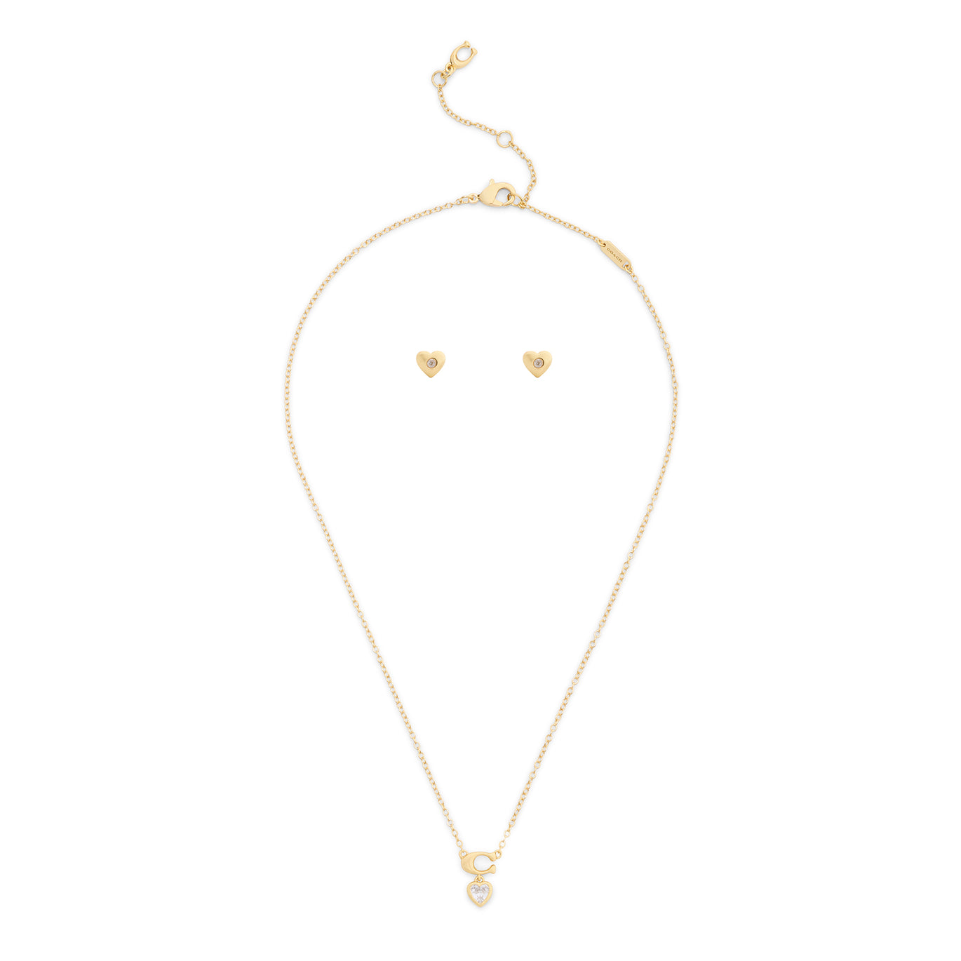 COACH Crystal Heart Necklace & Earrings Set