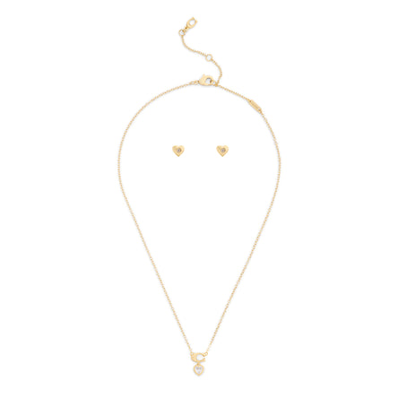 COACH Crystal Heart Necklace & Earrings Set